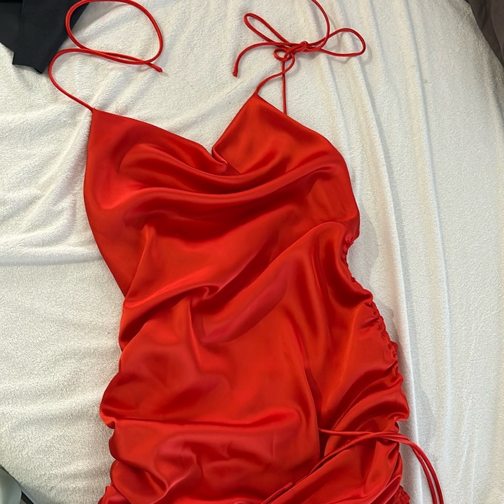 Adika satin adjustable straps dress